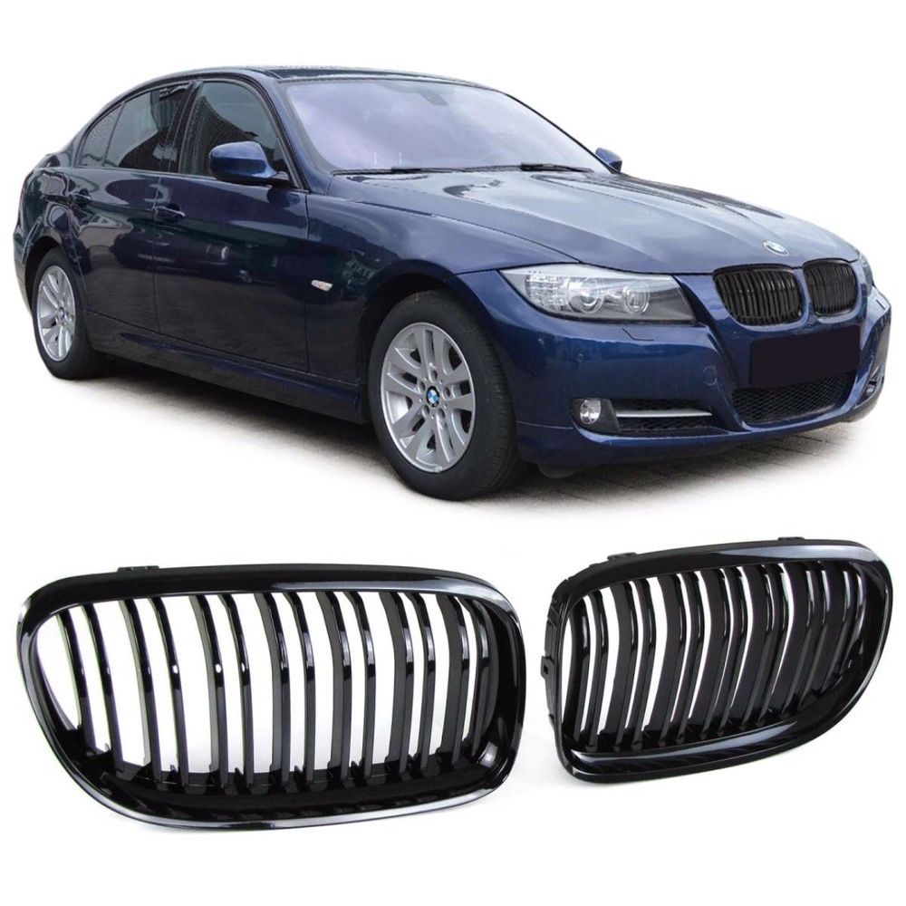 Grile nari duble negru lucios bmw e90 lci facelyft