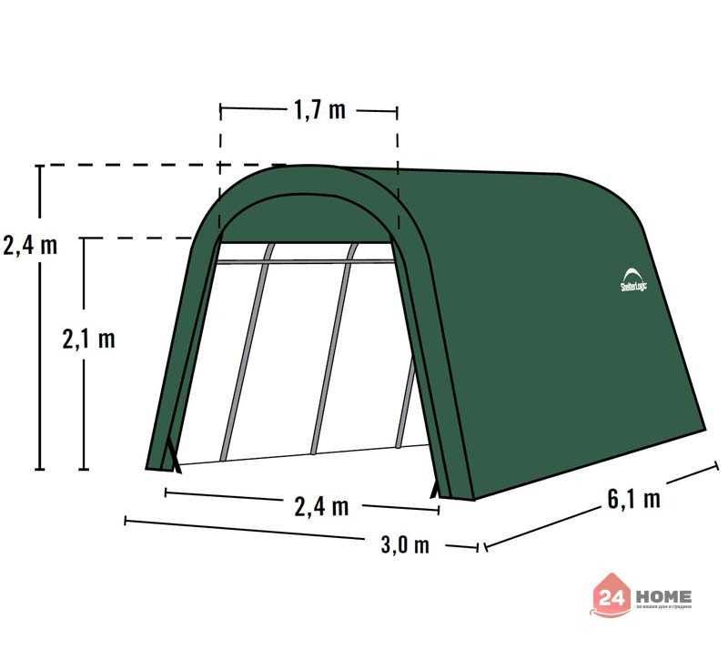 Гараж за автомобил ShelterLogic 3×6.1х2.4 м, овален