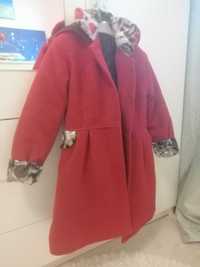 Palton lână fetițe roșu