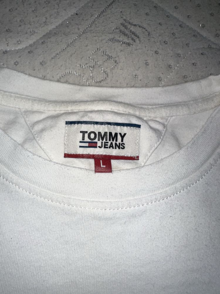 Tommy Jeans Men White Organic Cotton Jersey Badge T-Shirt