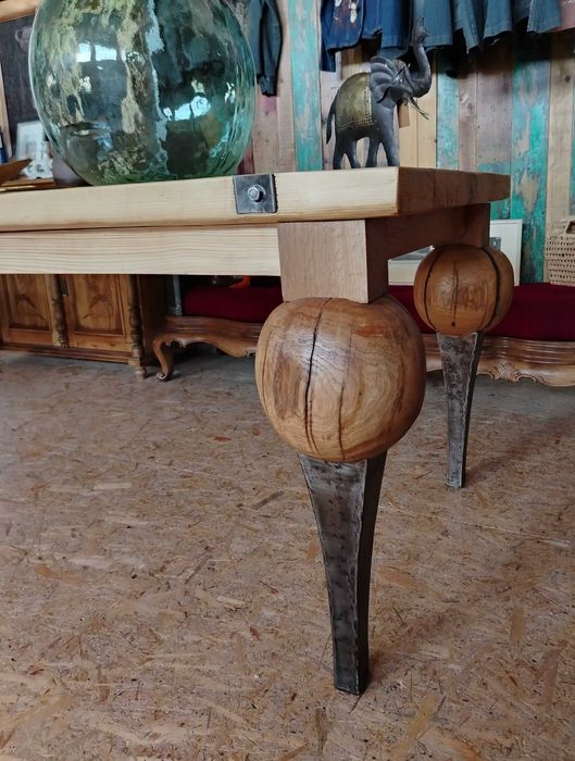 Masa consiliu (evenimente) din lemn masiv vechi, stil industrial