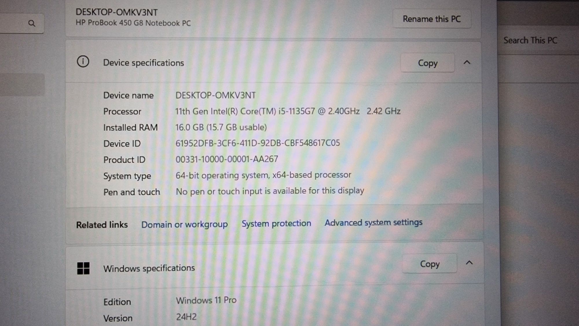 HP Probook 450 G8 i5-1135G7 16GB RAM 256GB SSD