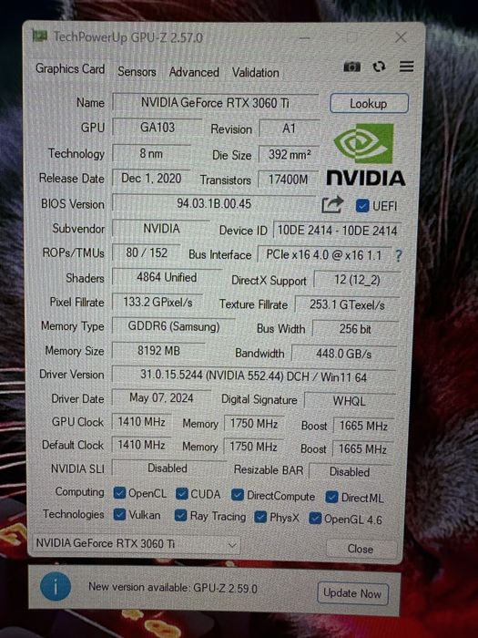 Nvidia RTX 3060ti 8gb