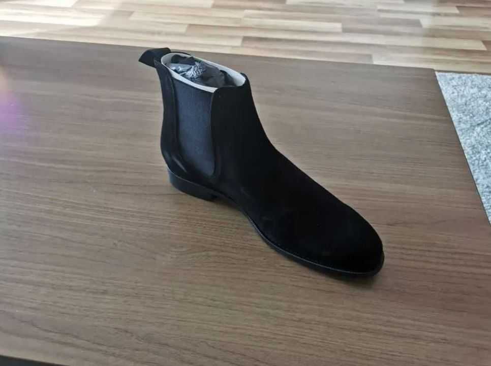 Botine elastice barbati din piele întoarsă neagră MANGO M41