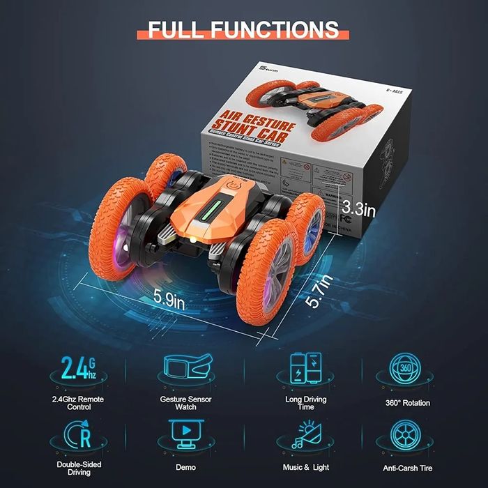 Selvim Каскадьорска кола с дистанционно управление, 360° въртене, упра