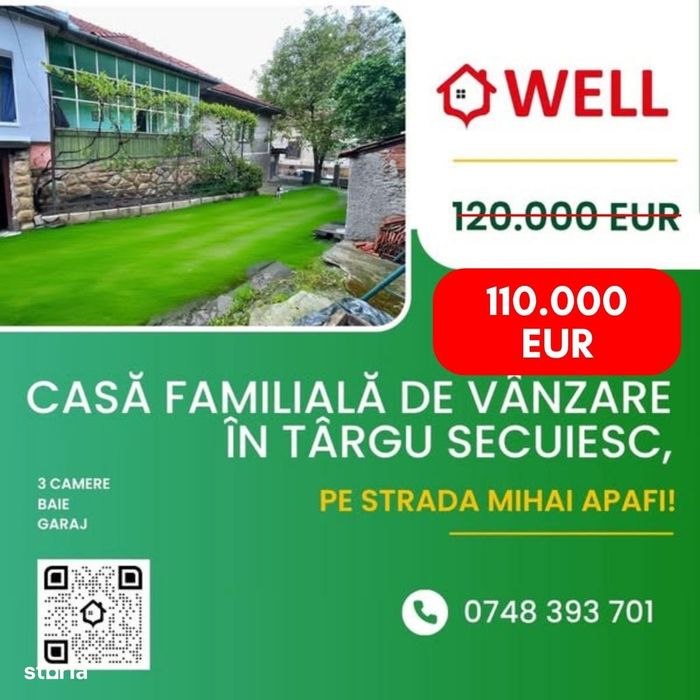 Casă familială de vânzare în Târgu Secuiesc, pe strada Mihai Apafi!