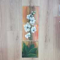 Пано за стена "Орхидея" от 3 части ръчно рисувано