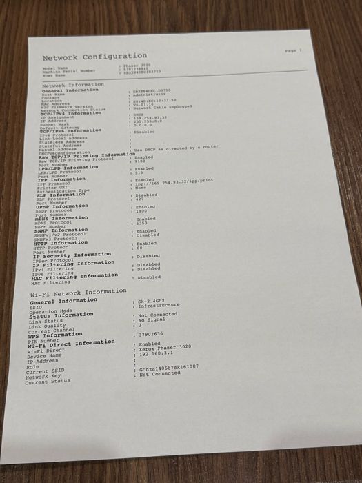 Принтер Xerox phaser 3020