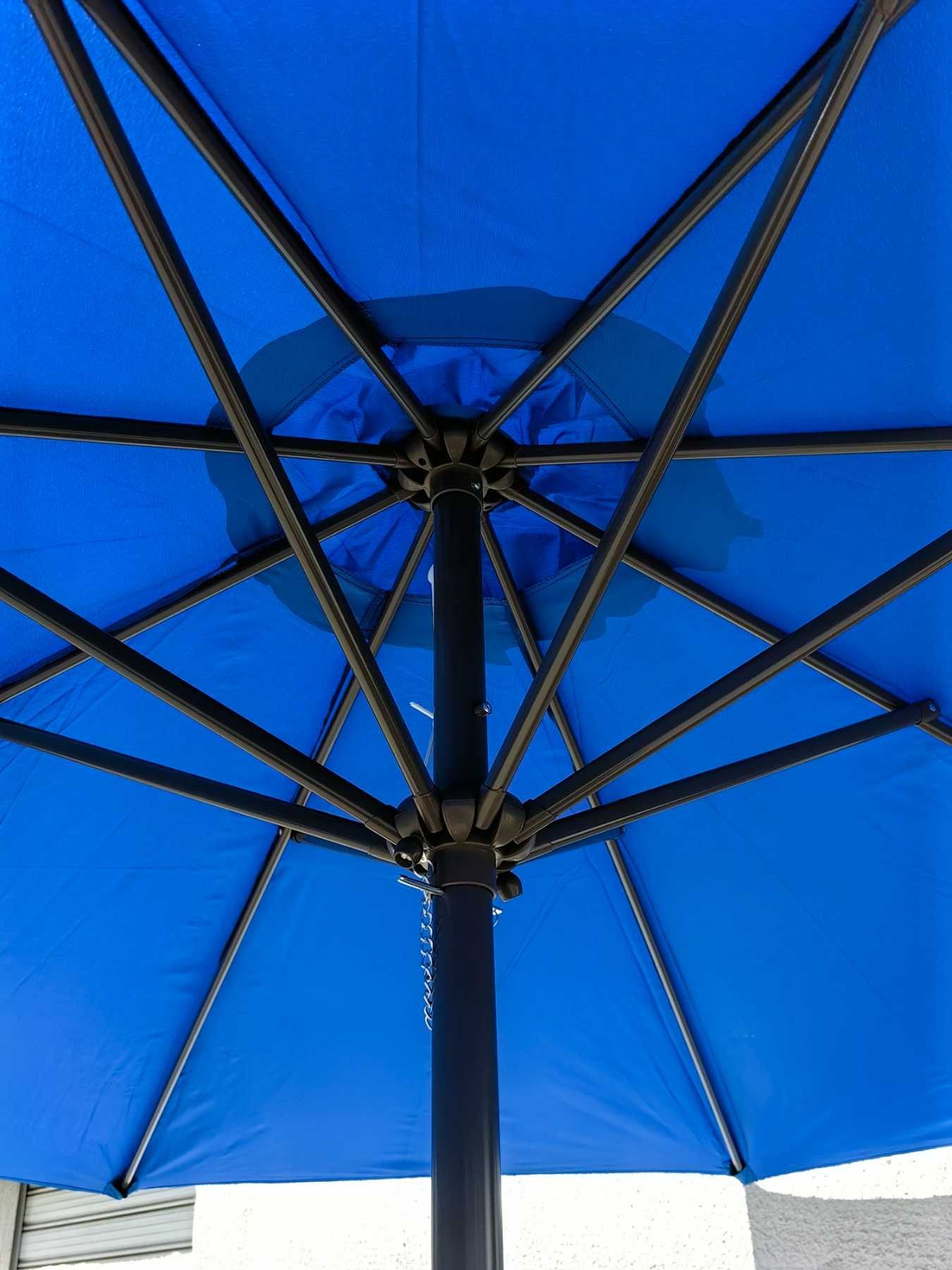 Градински чадър 270см с отвор за вятър с манивела алуминий син, зелен