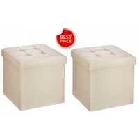 Pachet promo:set 2 buc. taburet pliabil spatiu de depozitare 38x38x38