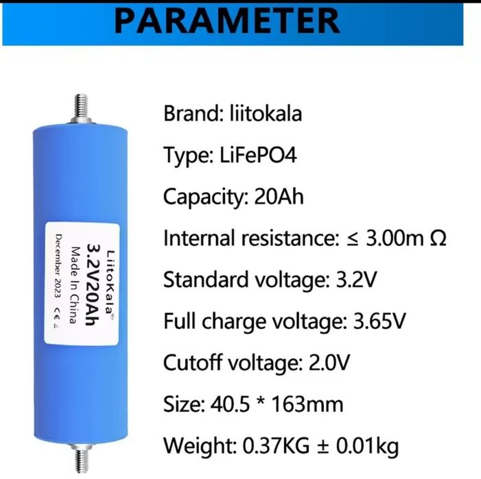 Baterie LiFePO4 LittoKala 3.2V 20Ah