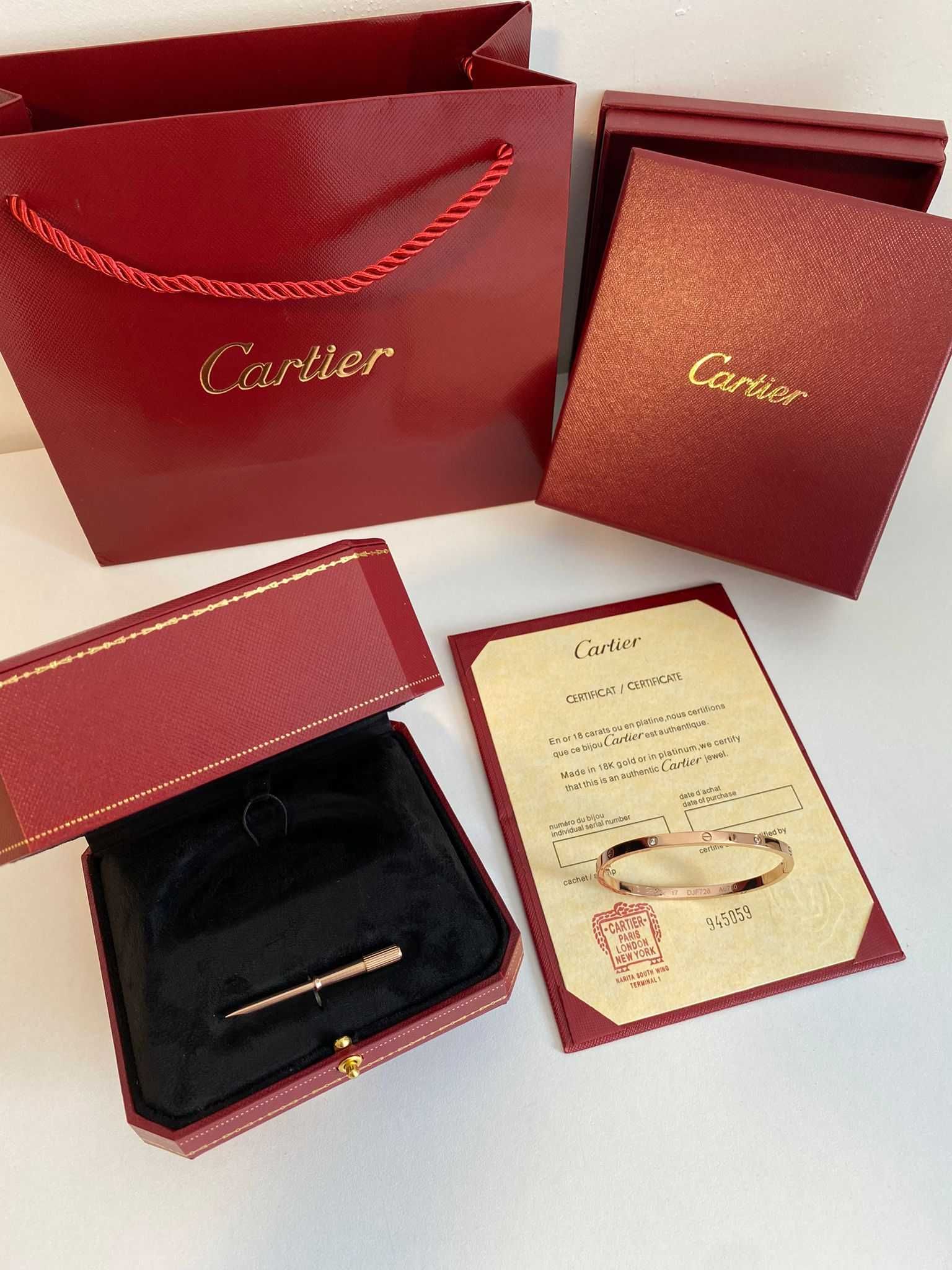 Brățară Cartier LOVE Slim 17 Rose Gold 750 Diamond cu Cutie