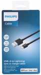 Philips DLC3104V USB-A кабел за зареждане iphone, ipad, ipod 1.2 м