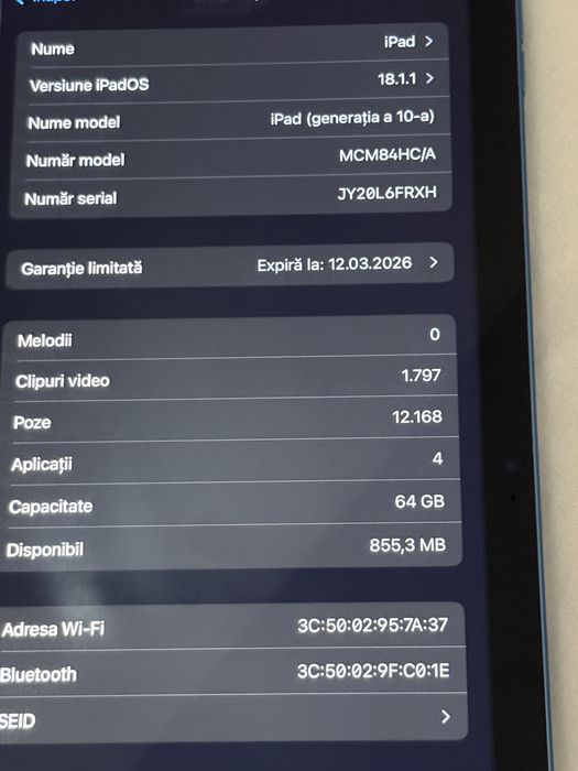 Apple Ipad 10 (2022), 10.9” 64GB