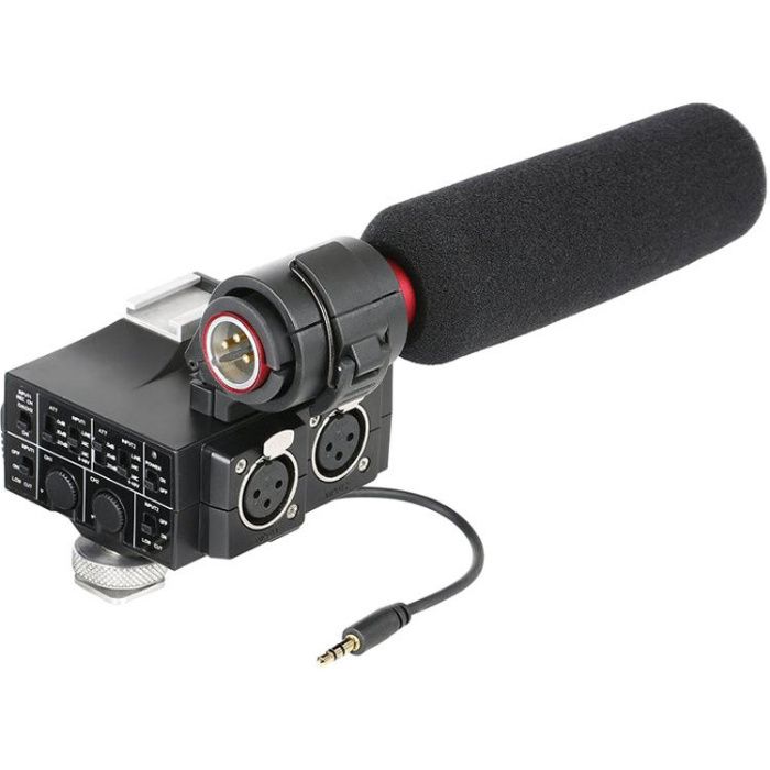 Microfon shotgun cu mixer Saramonic MixMic, foto DSLR, Mirrorless