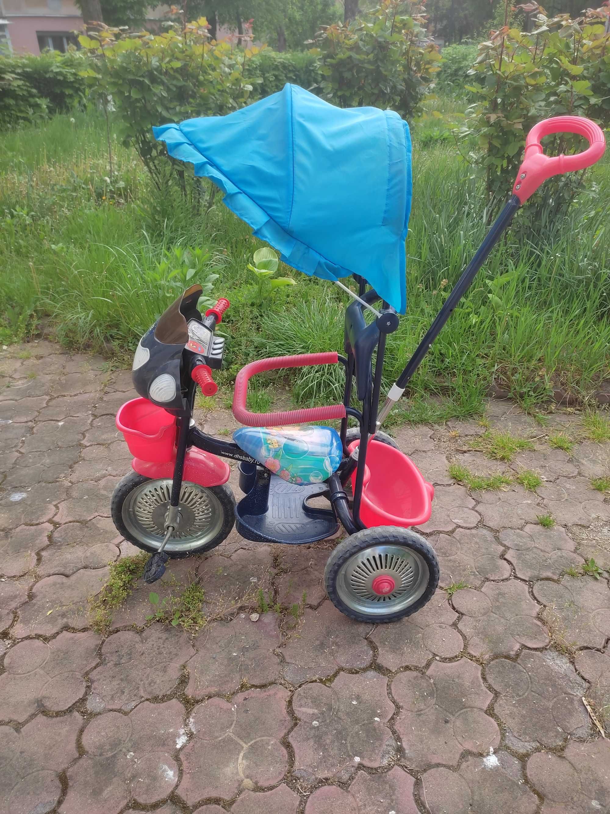 Tricicleta copii Dhs cu roti de metal Jolly Ride Albastru Rosu