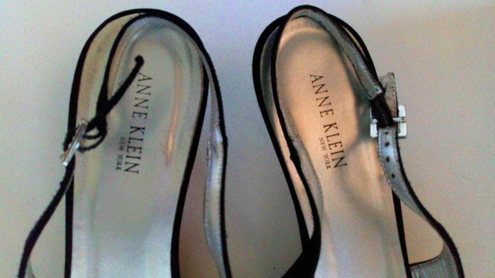 Елегантни обувки Anne Klein, 38.5, сатен, кожа и декорация Сваровски
