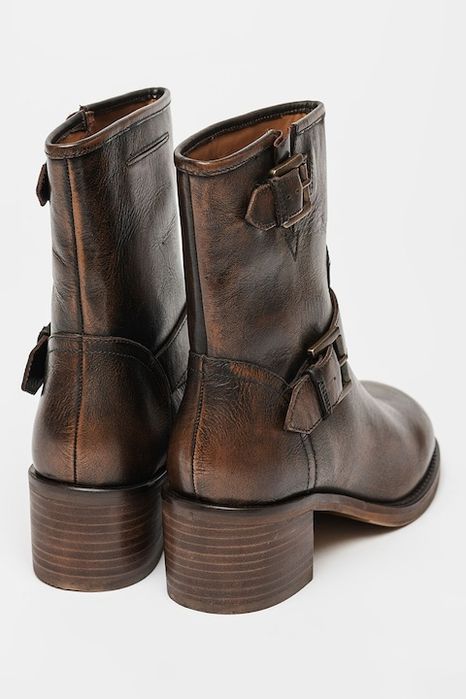 BRONX Botine din piele cu toc masiv New-Camperos, Maro, 37