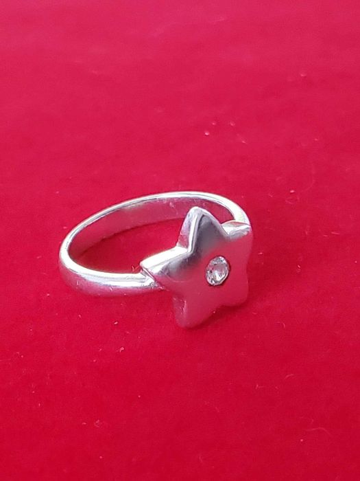 AG22, inel argint 925, nou/marcat, stea cu zirconiu alb, 3,7 grame