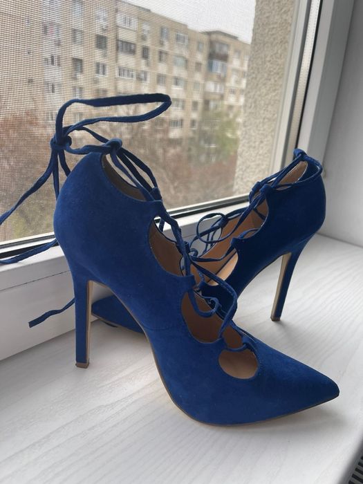 Pantofi Stiletto siret albastru 37 38