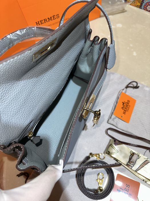Geanta Hermes Kelly 28cm Blue/accesorii gold