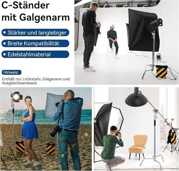 Suport C din oțel inoxidabil cu braț de , suport reglabil C de 285cm