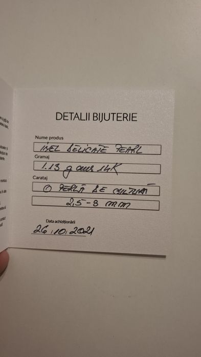 Inel (logodna) din aur alb cu perla