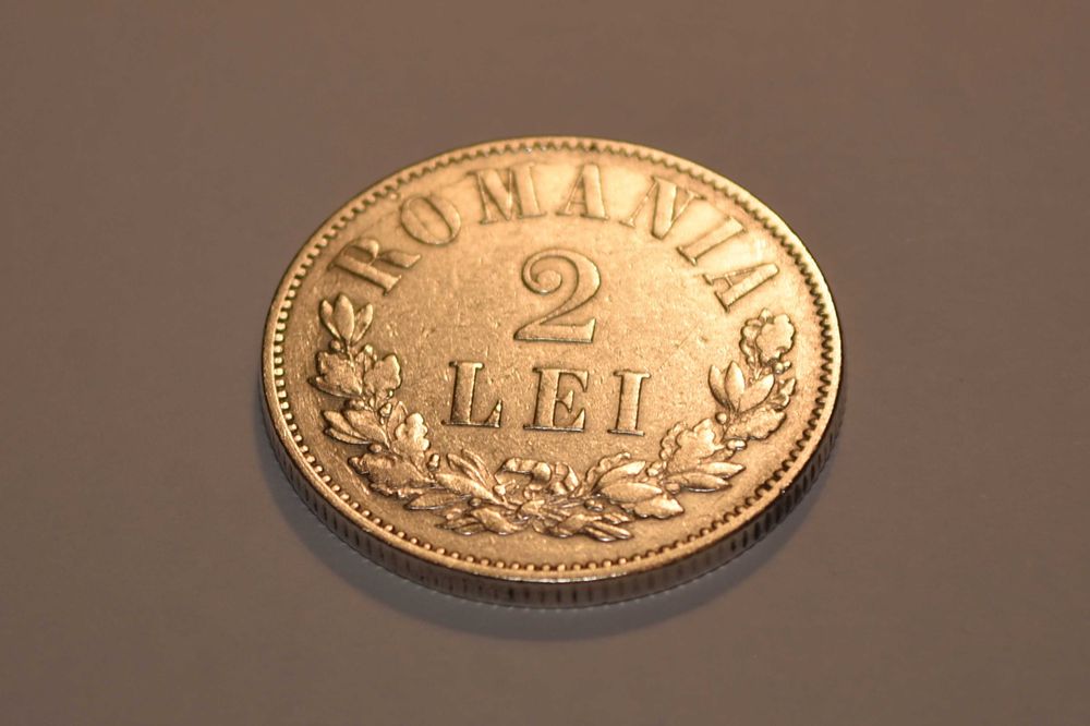 2 Lei 1873. Monedă argint, Carol I, rară