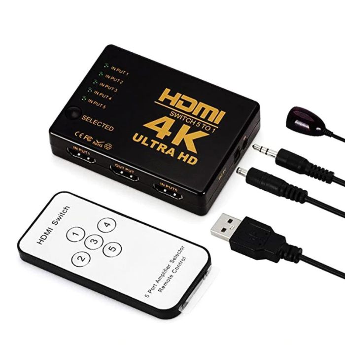 4K ULTRA HD суич с дистанционно управление и 5 HDMI входа