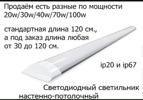 Мощный яркий настенно потолочный светодиодный светильник 100 ватт и др