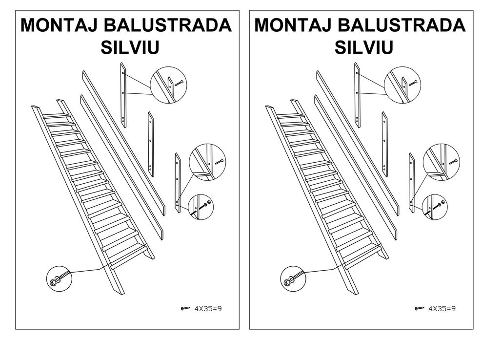 Scara cu balustrada din lemn de brad Silviu noua, nedezambalata