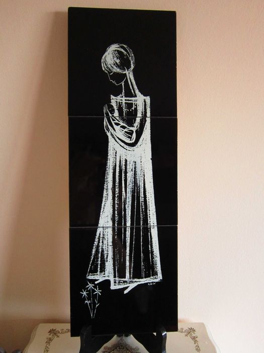cadou rar Ceramica portelanata stilizat MidCentury Fecioara Maria