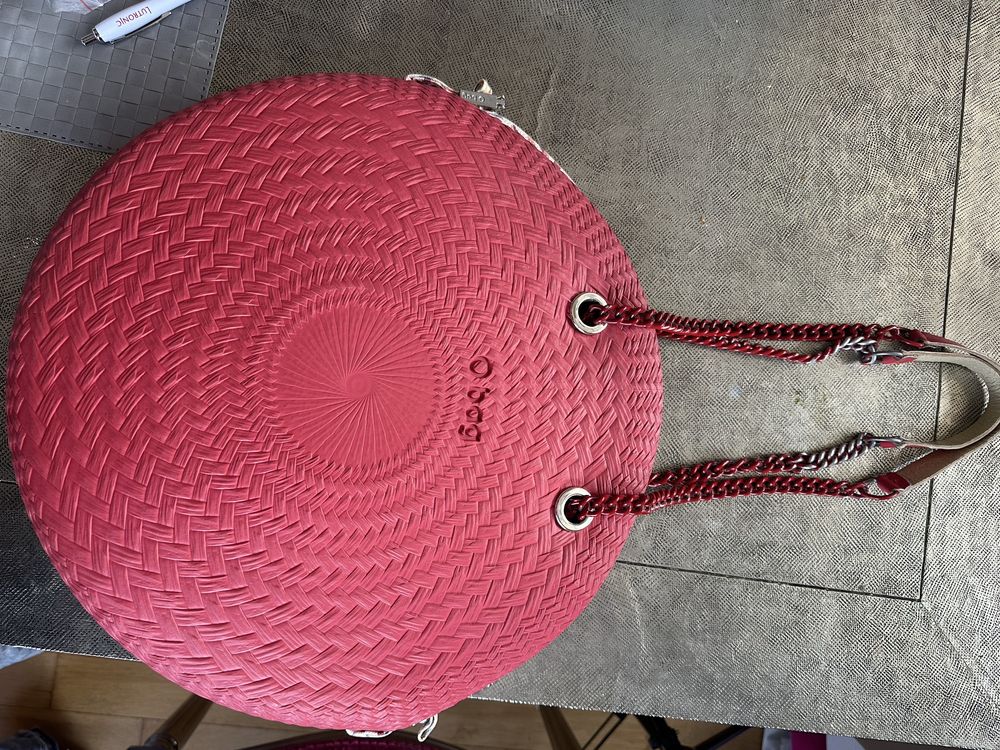 Чанта O bag, кръгла, дамска, червена