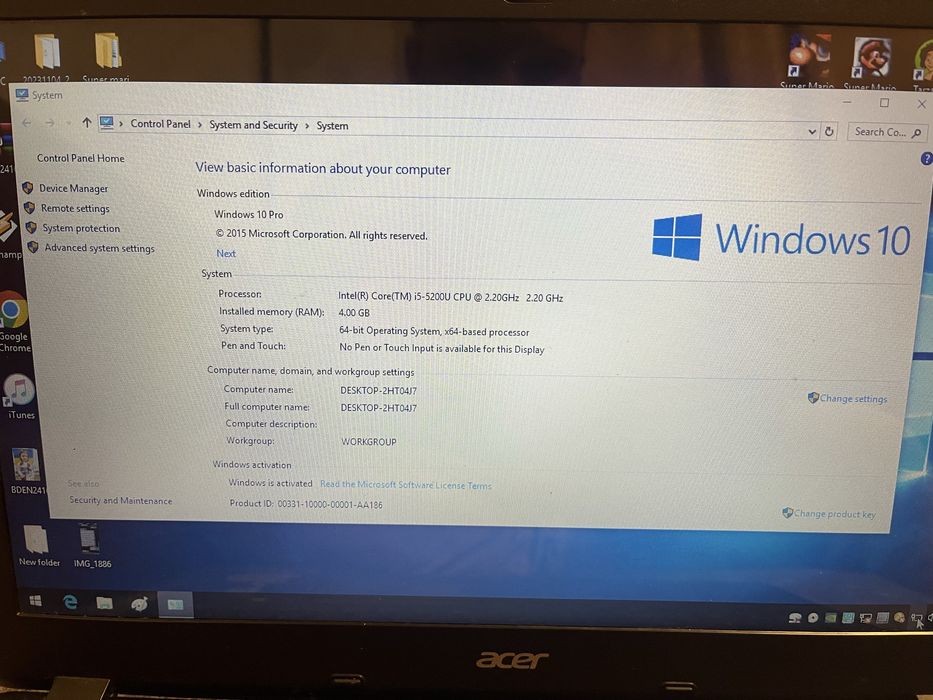 Laptop acer i5 intel