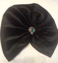 Turban negru de catifea