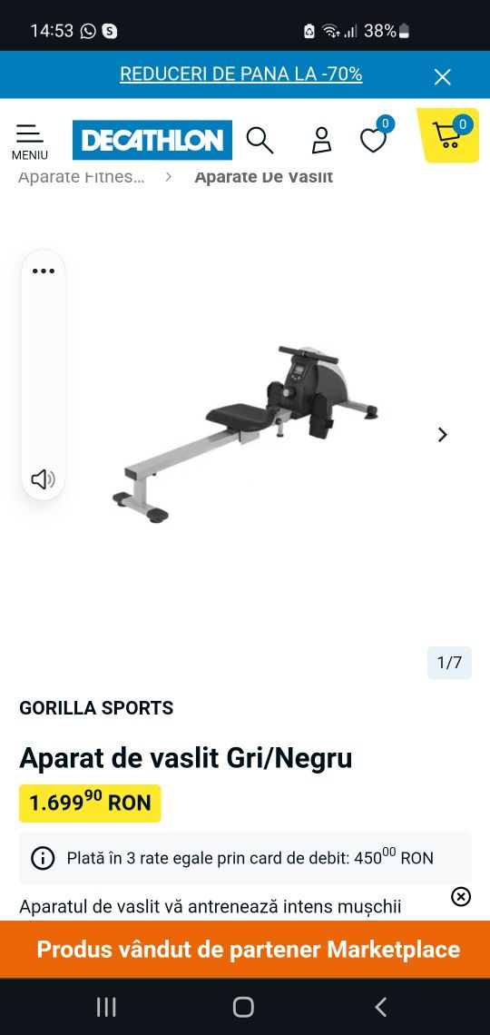 Aparat de vaslit Gorilla sports decathlon