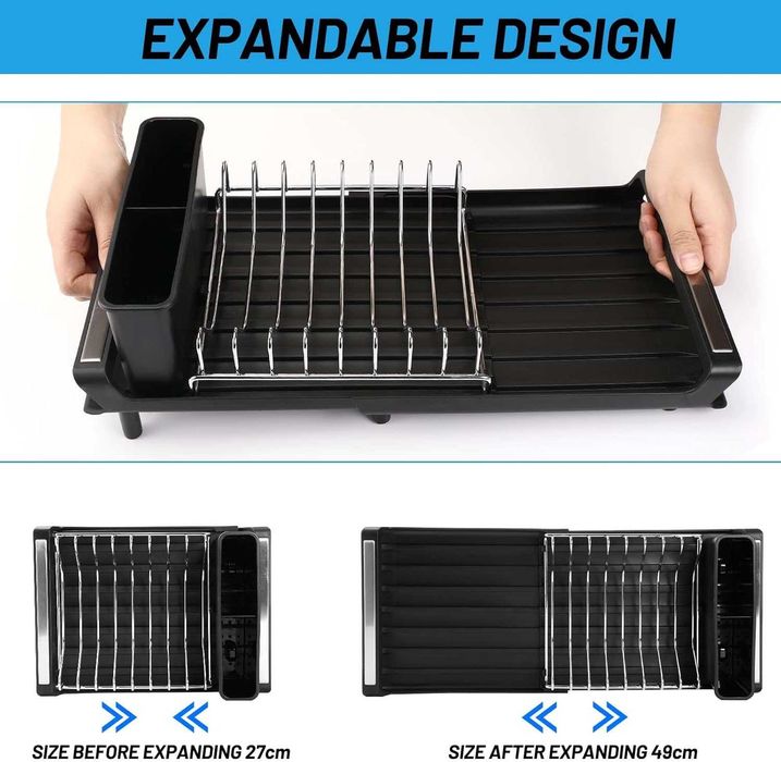 Scurgator vase extensibil cu suport pentru tacamuri 8 farfurii 20x47cm