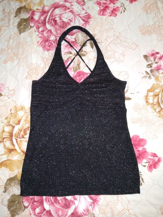 Елегантен дамски потник.Черен цвят със сребърни нишки