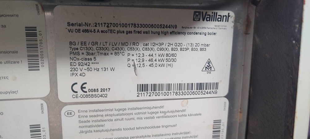 Centrala Termica Vaillant VU OE 466/4-5 A EcoTec Plus Pe Piese