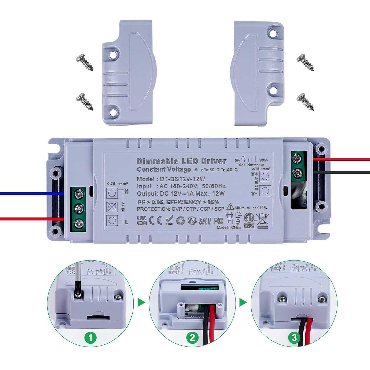 Transformator LED REYLAX Dimmabil Triac 12 V 12 W 1 A 230 V