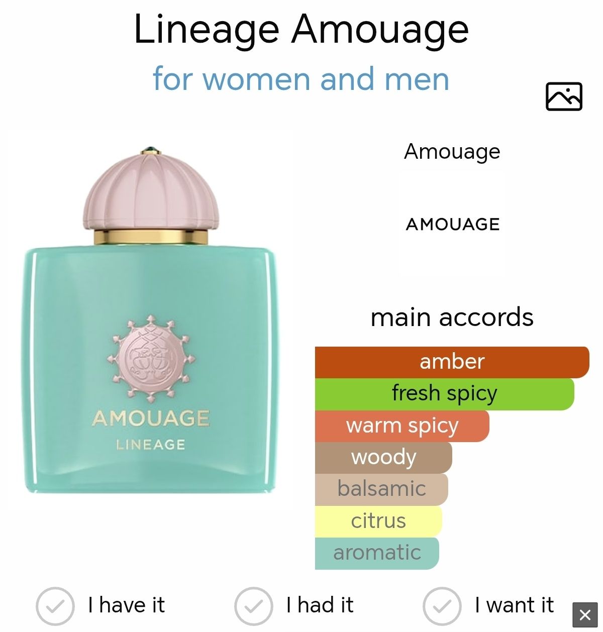Парфюм Amouage Lineage