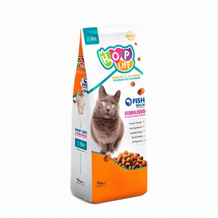 Hop Life 15kg Sterilized KURITSA Mushuklar uchun Sifatli korm