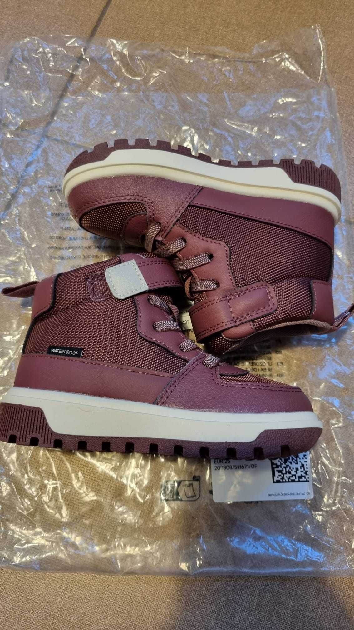 Vand pantofi sport inalti H&M impermeabili rosu-burgund, masura 25 noi