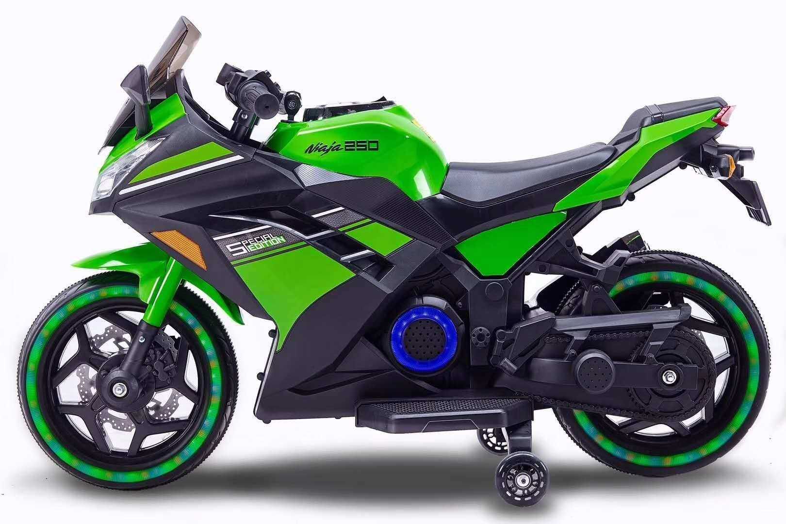 Акумулаторен МОТОР Kawasaki Ninja меки гуми с Кожена седалка 12V