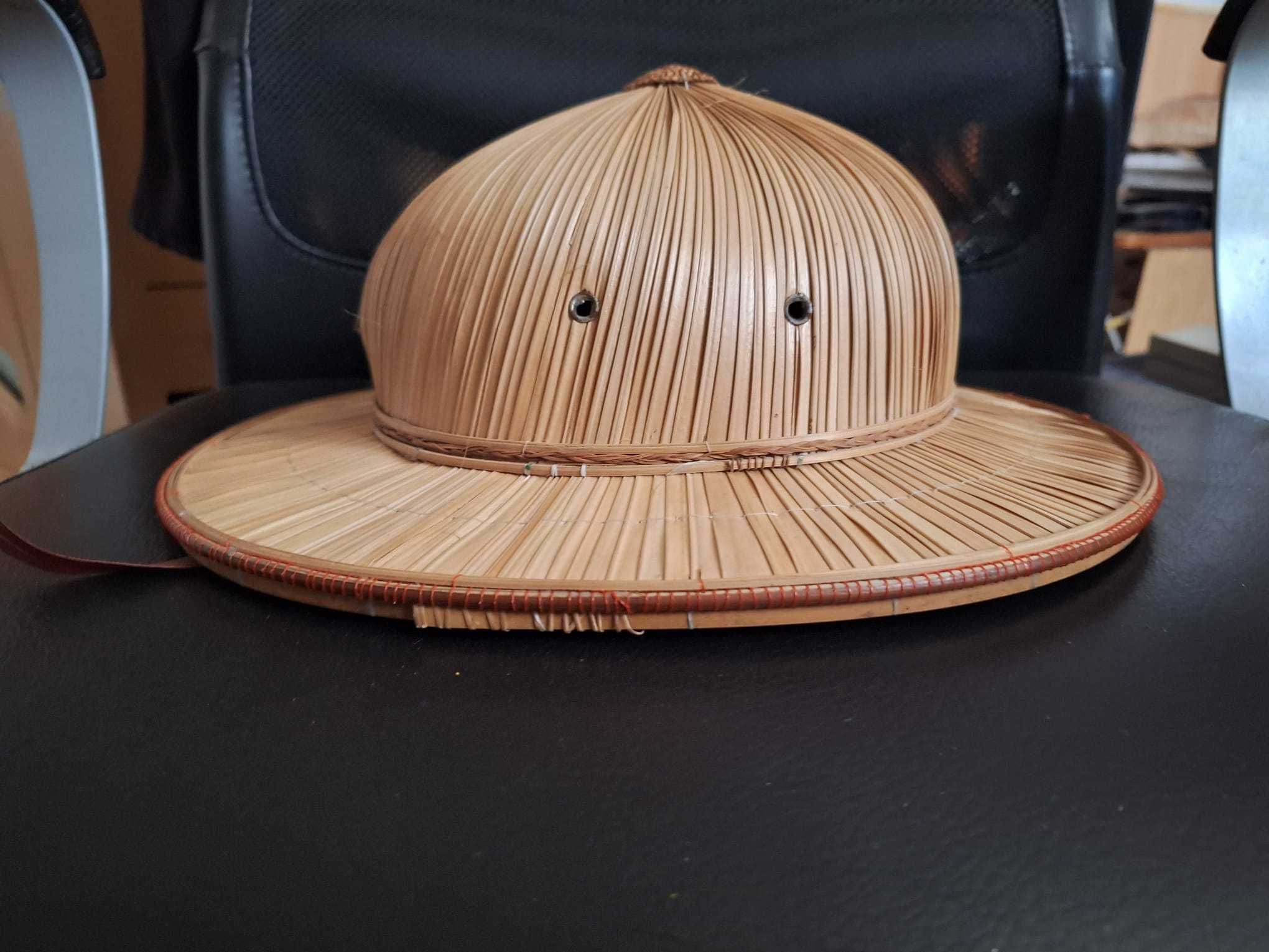 Pălărie  safari jungle lucrata  manual de bambus și frunze de palmier