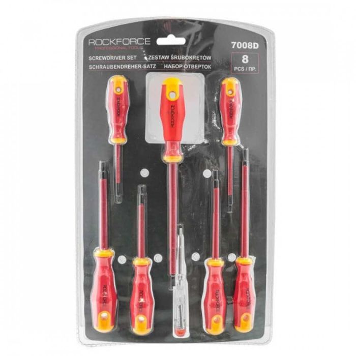 Комплект изолирани електричарски отвертки 8 части RockForce