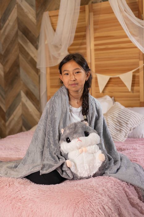 Подушка-игрушка Хомяк , высота 40 см, серый. 3в1