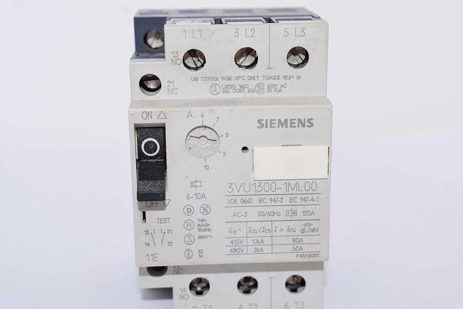 Siemens 3vu1300-1ML00 ; Mec GTK-22 Thermal Overload Relay
