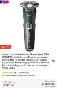 Aparat de barbierit Philips Shaver Seria 5000 S5884, SkinIq, barbierit