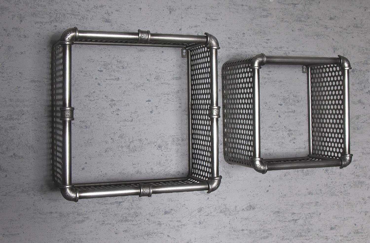 Set 2 Rafturi de perete Antracit, Metal 31/39 cm X 31/39 cm X 19/19 cm